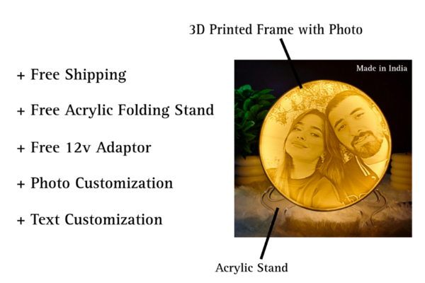 Customized 3D Photo Lamp – Personalized LED Lithophane Night Light Gift for Couples, Anniversary, Birthday