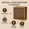 Premium Wooden 1 Lakh Money Saving Box with Gold Frame β Stylish Indian Currency Tracker Bank