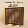 Premium Wooden 1 Lakh Money Saving Box with Gold Frame β Stylish Indian Currency Tracker Bank