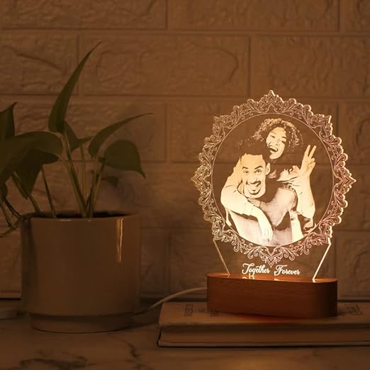 Personalized 3D Illusion Acrylic Photo Lamp for Couples – Custom Name, Date & Picture | Romantic LED Night Light Gift for Anniversary, Wedding, Valentine, Husband & Wife