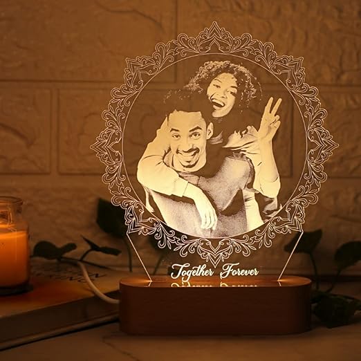 Personalized 3D Illusion Acrylic Photo Lamp for Couples – Custom Name, Date & Picture | Romantic LED Night Light Gift for Anniversary, Wedding, Valentine, Husband & Wife