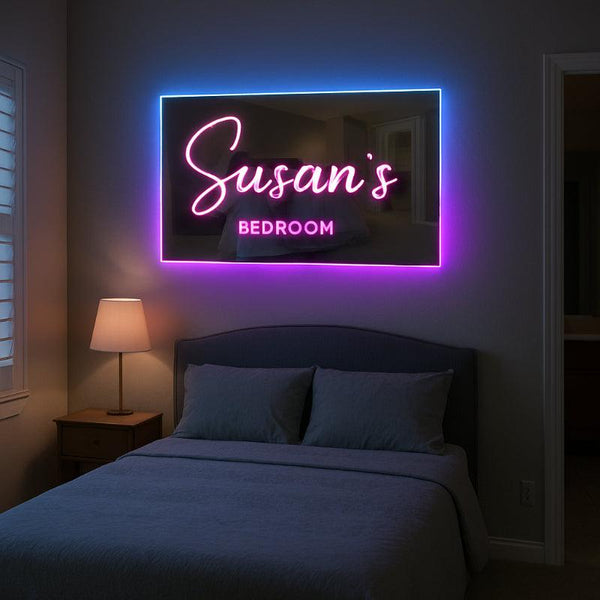 Personalized LED Name Mirror | Custom Name Mirror For Wall decor With Remote Control