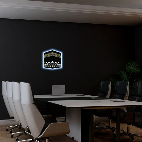 LED Wall Art Inspired by the Kaaba – Elegant Islamic Home Decoration (12x12 inches)