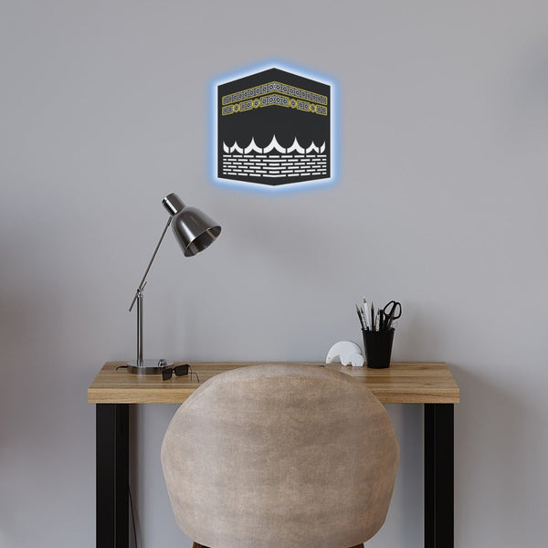 LED Wall Art Inspired by the Kaaba – Elegant Islamic Home Decoration (12x12 inches)