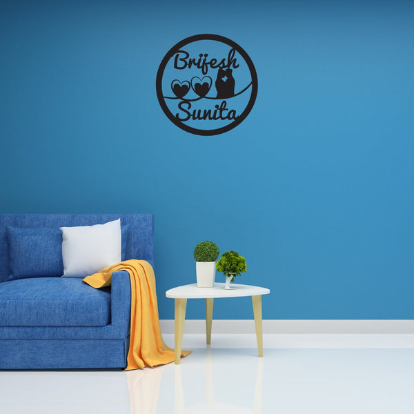 Customized Husband Wife Name Wall Decor | Personalized Couple Name Wooden Wall Hanging