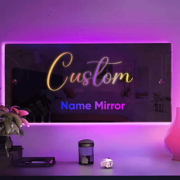 Personalized LED Name Mirror | Custom Name Mirror For Wall decor With Remote Control