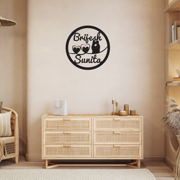 Customized Husband Wife Name Wall Decor | Personalized Couple Name Wooden Wall Hanging