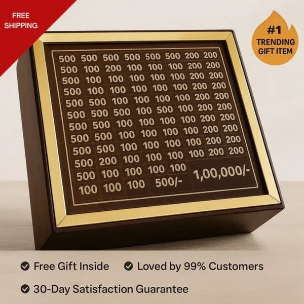 Wooden Money Saving Box for ₹1 Lakh Goal – Piggy Bank for Adults & Kids