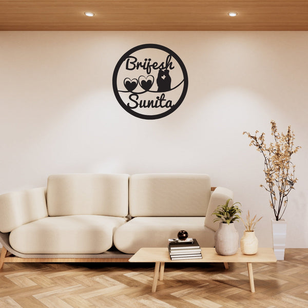 Customized Husband Wife Name Wall Decor | Personalized Couple Name Wooden Wall Hanging