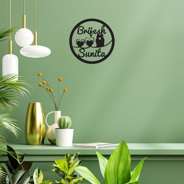 Customized Husband Wife Name Wall Decor | Personalized Couple Name Wooden Wall Hanging