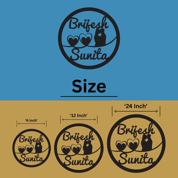 Customized Husband Wife Name Wall Decor | Personalized Couple Name Wooden Wall Hanging